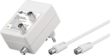 Wentronic Amplificador para distribución de Radio de TV por Cable DVB-T, amplificación óptima de la señal de 2 Dispositivos de 2× 15 dB, DVB-T, DVB-T2, DVB-C, Radio